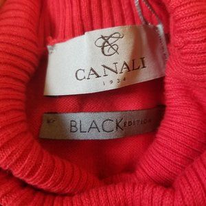 Canali Men's Black Edition Bright Red Textured Turtleneck Sweater IT 50 US 40
